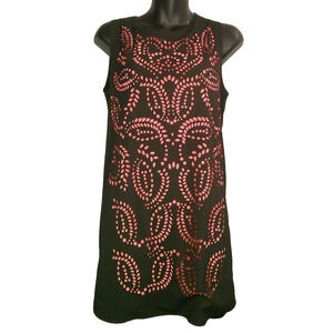 English Rose Black Sleeveless Laser-cut Dress in Black & Pink Women's Small